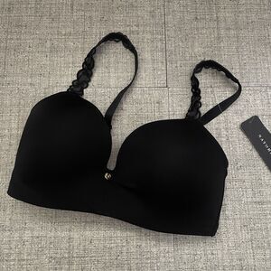 NATORI Pure Luxe Wireless Contour Bra Size 30D Black NEW 723321 Lingerie Comfort